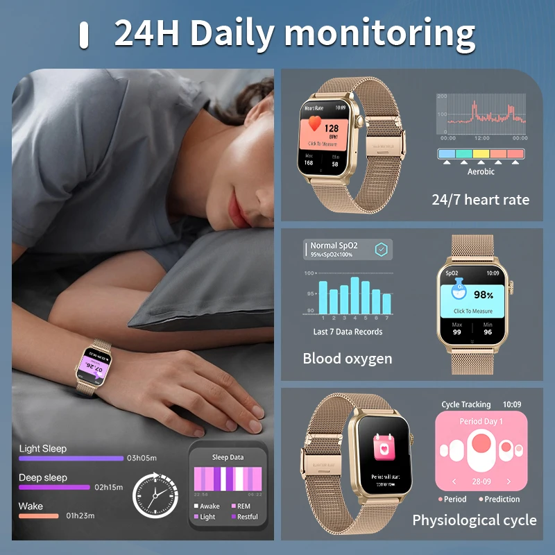 LIGE Smart Watch Men Women Luxury Bluetooth Call 600mAh Battery Women's Health Monitor Waterproof Smartwatch New For Android iOS