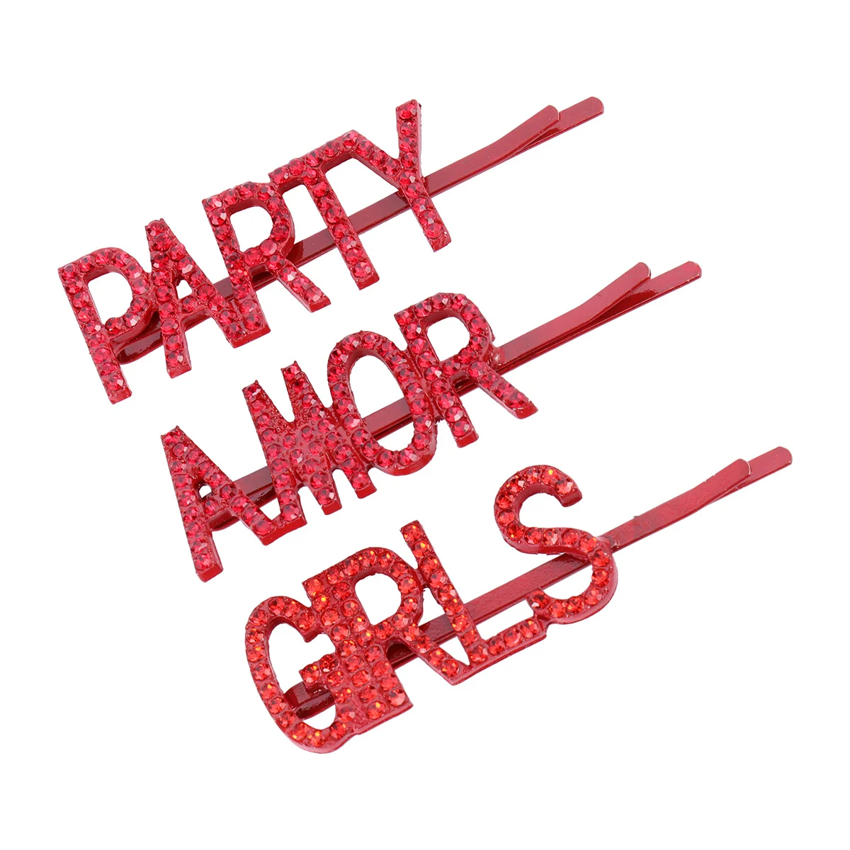 

3 шт., заколки для волос с буквами из сплава, красные заколки для волос с английскими словами для женщин и девочек, свадебная вечеринка, повседневные модные аксессуары