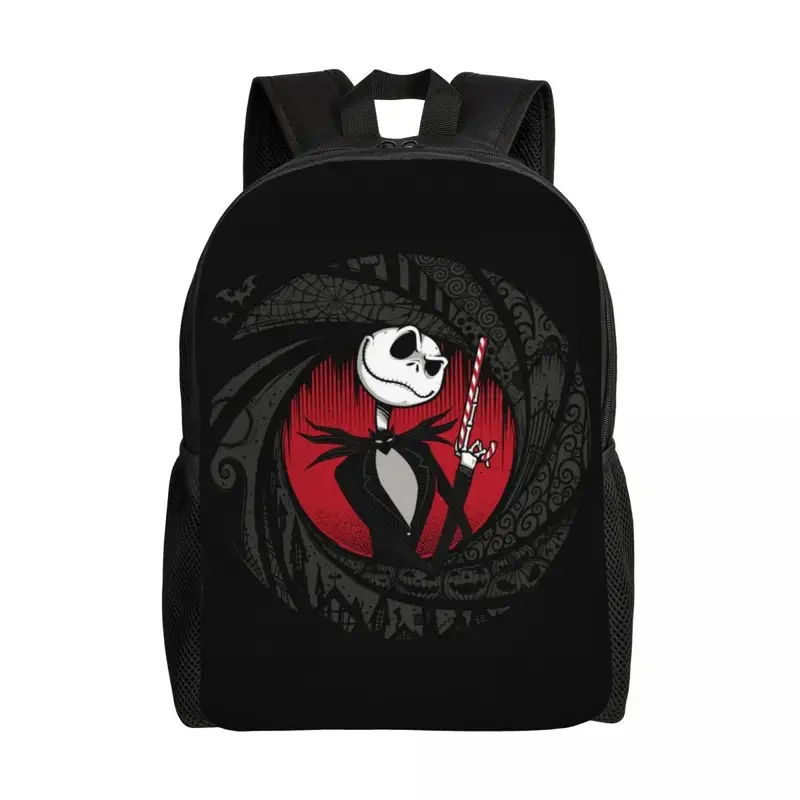 

Custom Jack Skellington Backpack for Men School College Student Bookbag Fits 15 Inch Laptop The Nightmare Before Christmas Bags