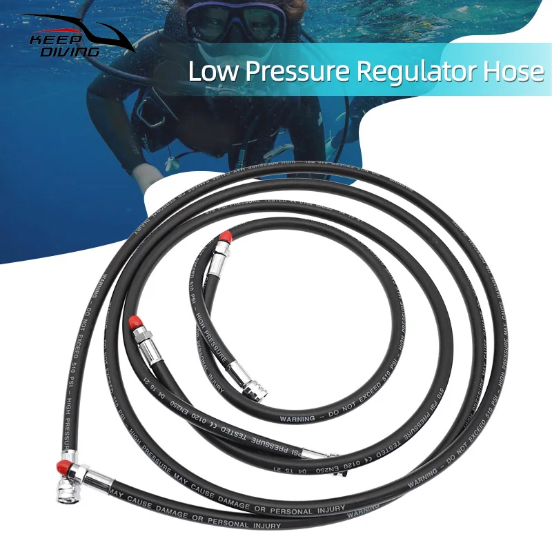 75CM/102CM/210CM Scuba Diving Second Stage Low Pressure Regulator Hose Brass Joint 510 Psi Diving Snorkeling Accessory