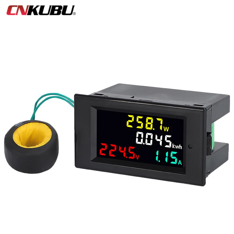 D69-2049 Multi-Function AC Voltage Current Power Meter Colour LCD Digital Display Power Monitor 100A High Precision