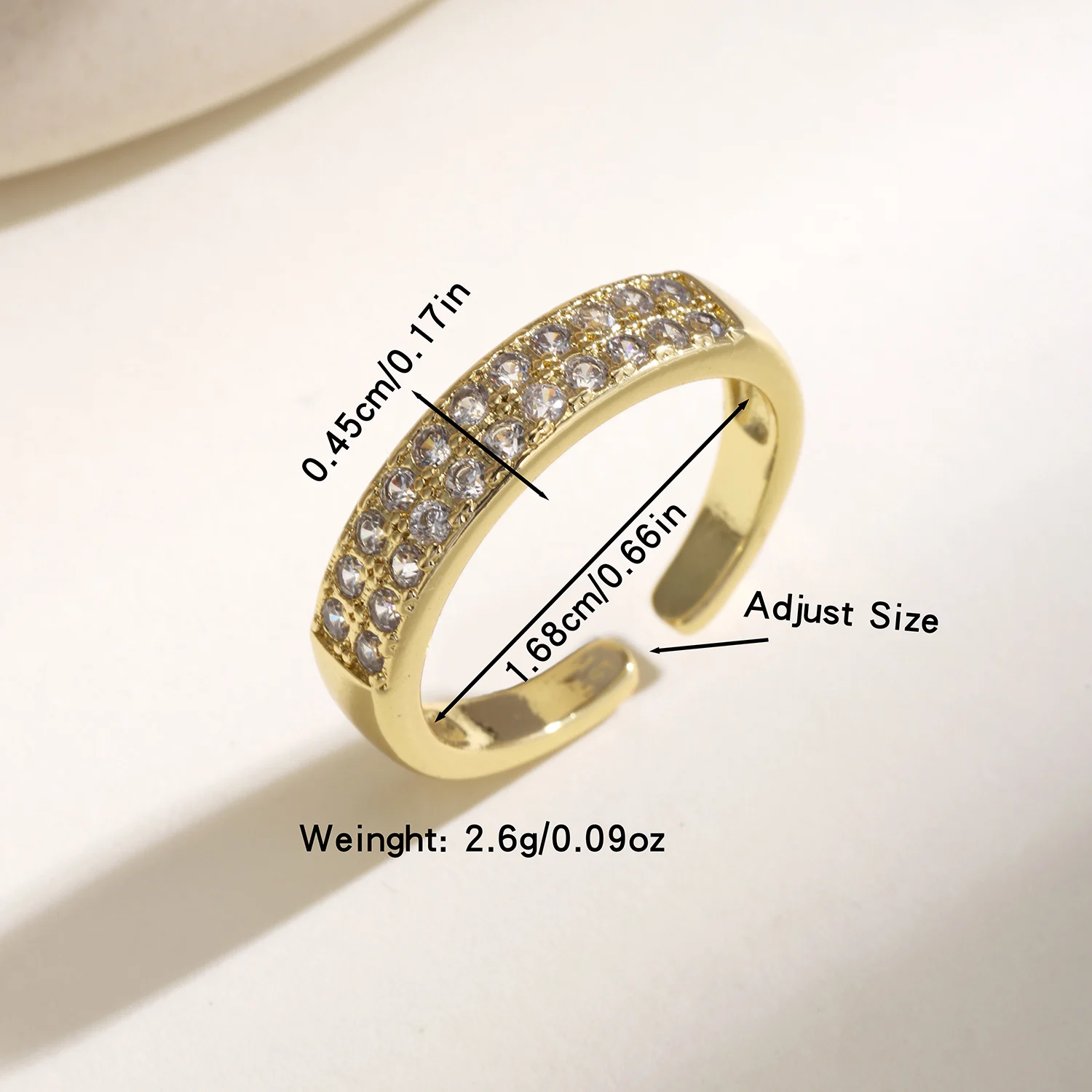 Nidin Light Luxury Rainbow Multicolor Zircon Paved Open Ring Adjustable For Women Wedding Birthday Party Finger Jewelry Gifts