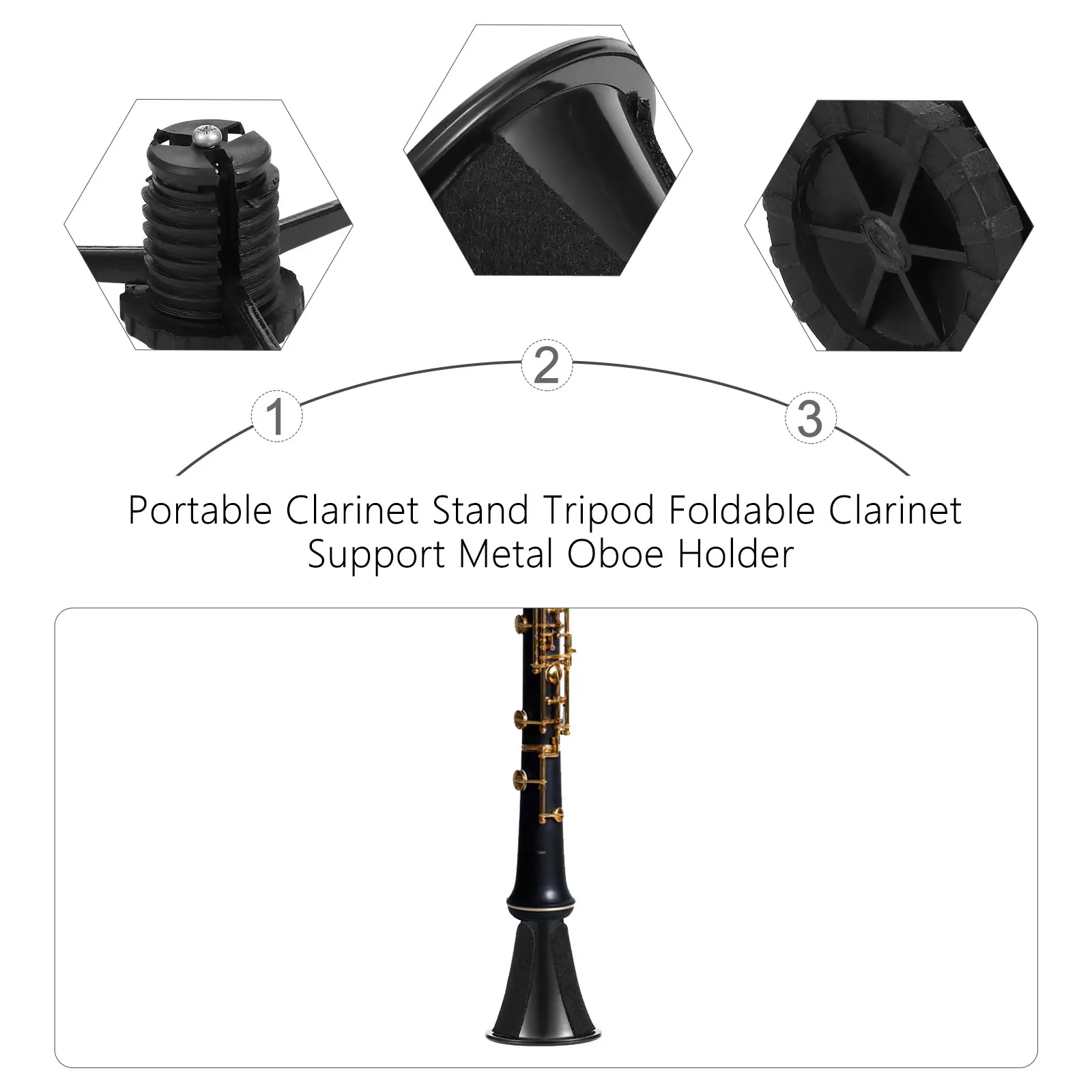 

Clarinet Stand Musical Instrument Wind Holder Portable Tripod Black Oboe Bracket
