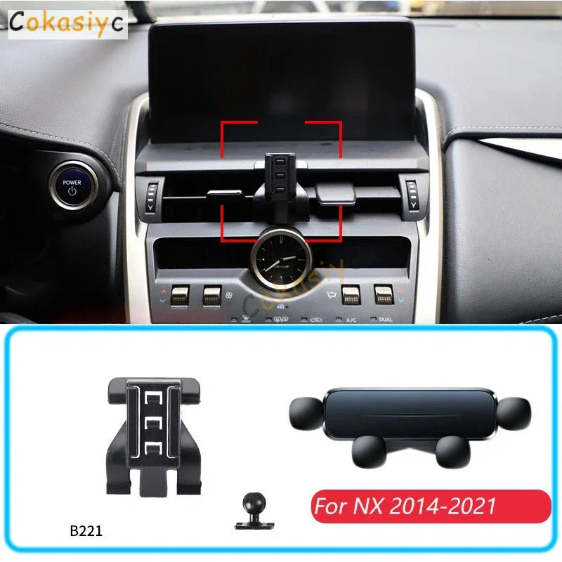 Car Phone Holder For Lexus NX 200t 200 2014-2021 Gravity Stand Mount Support Horizontal GPS Mobile Bracket Accessories With Base