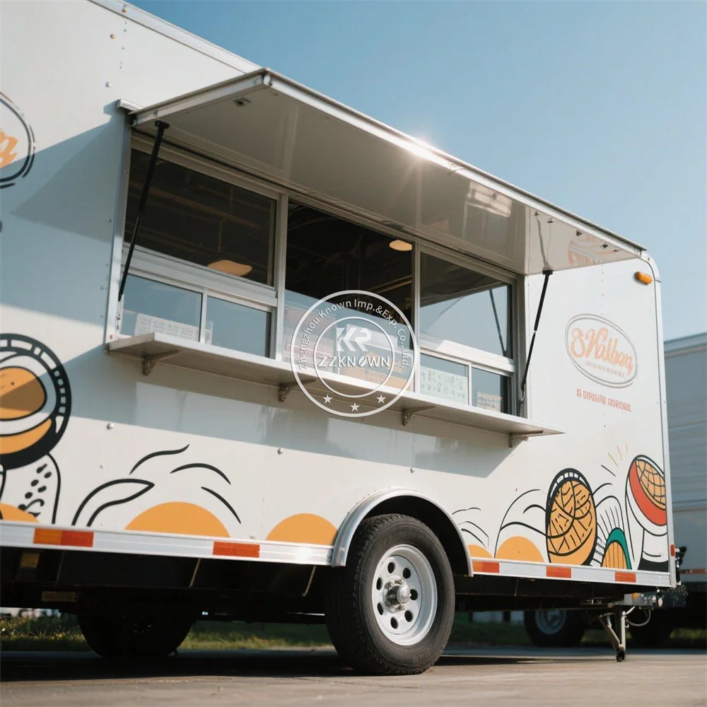 

Concession BBQ Pizza Coffee Trailer Mobile Fast Food Truck With Full Kitchen Equipped Food Trailer Ice Cream Truck For Sale