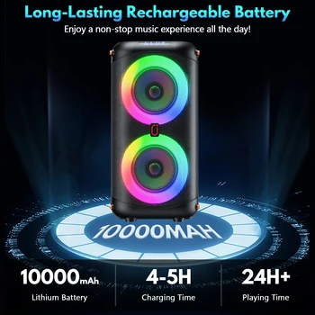 T27 Wireless Bluetooth Speaker, Karaoke Machine with 2 Microphone, Home Karaoke Party Speaker with Led Light 2