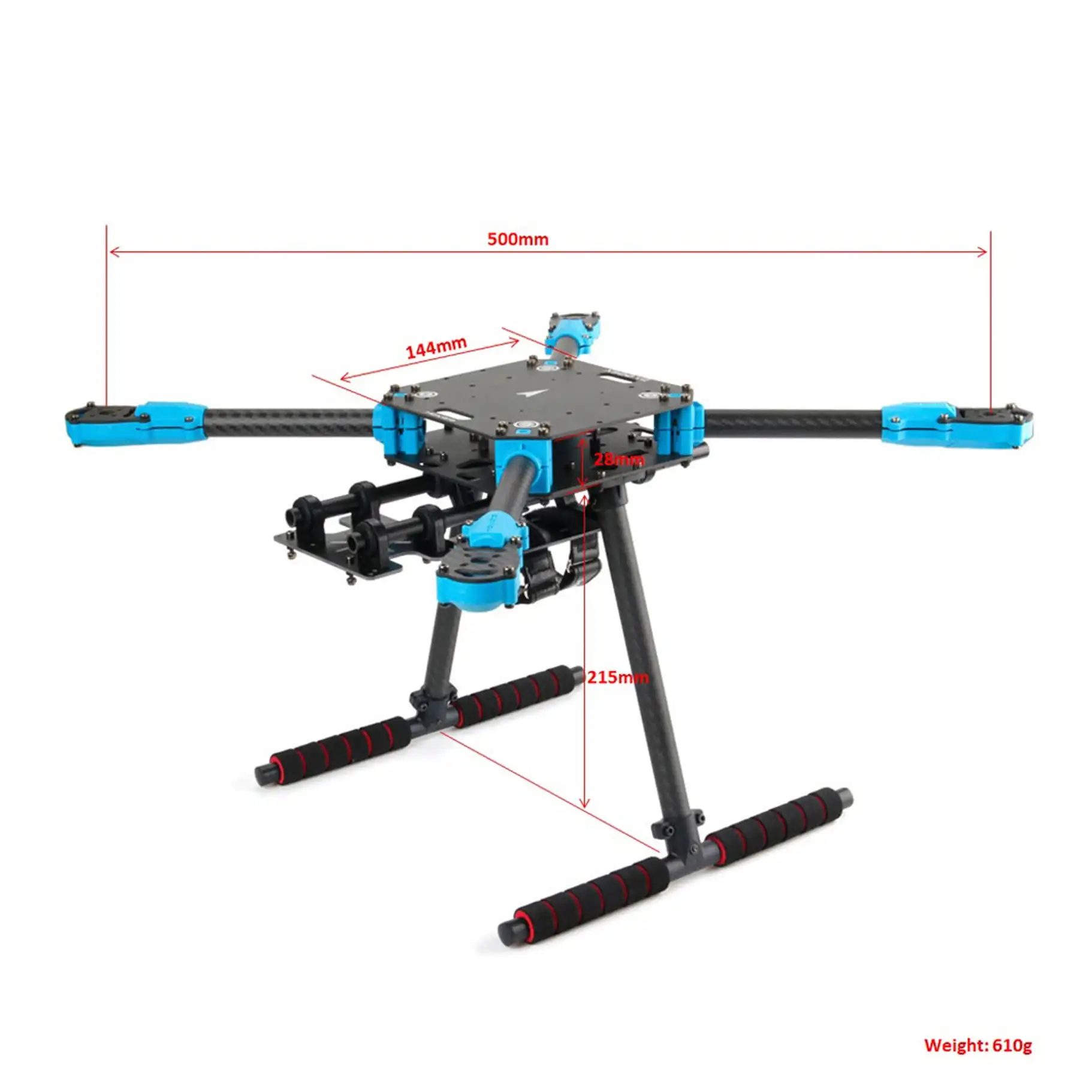 Holybro X500 V2 Drone Frame Kit Single Unit, 500mm Wheelbase 1500g Payload Carbon Fiber Quadcopter Chassis