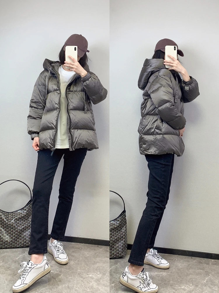 Winter Neue Kordelzug Kapuze Unten Jacke Frauen Weiße Ente Unten Verdickt Warme Kurze Puffer Jacke Lose Beiläufige Winter Mantel Frauen