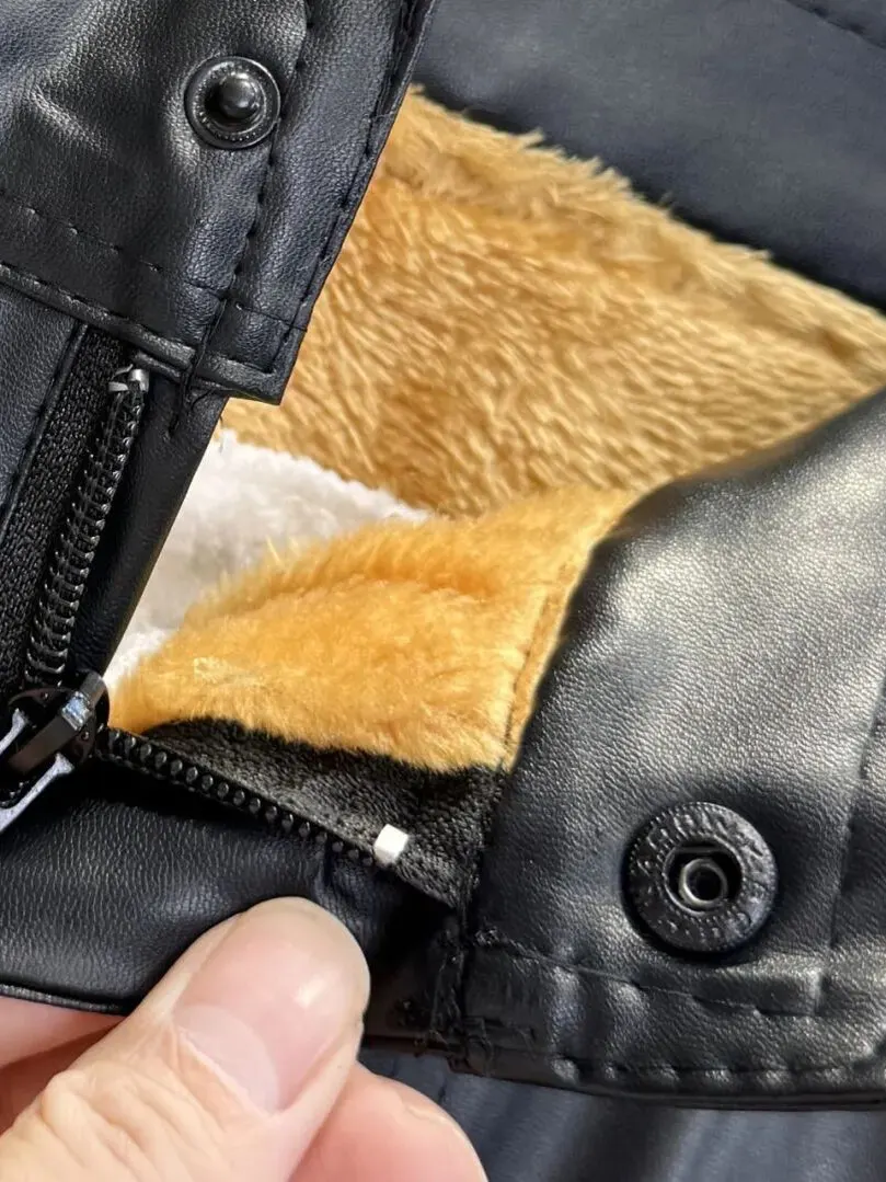 Thiened Fce Calças Casuais Masculinas Inverno Ao Ar Livre Sle Calças Perna Reta Fechamento de Botão À Prova de Vento Material PU Juventude Ciclismo