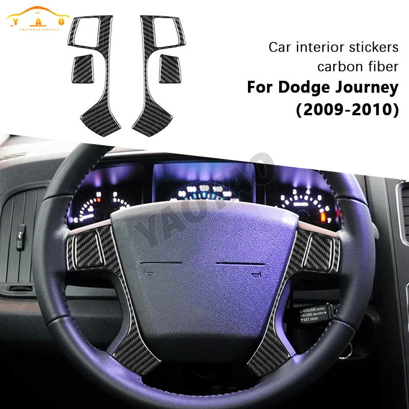 

Carbon Fiber Both sides of steering wheel Panel Cover Car Interior Accessories Decorative Stickers For Dodge Journey 2009 2010