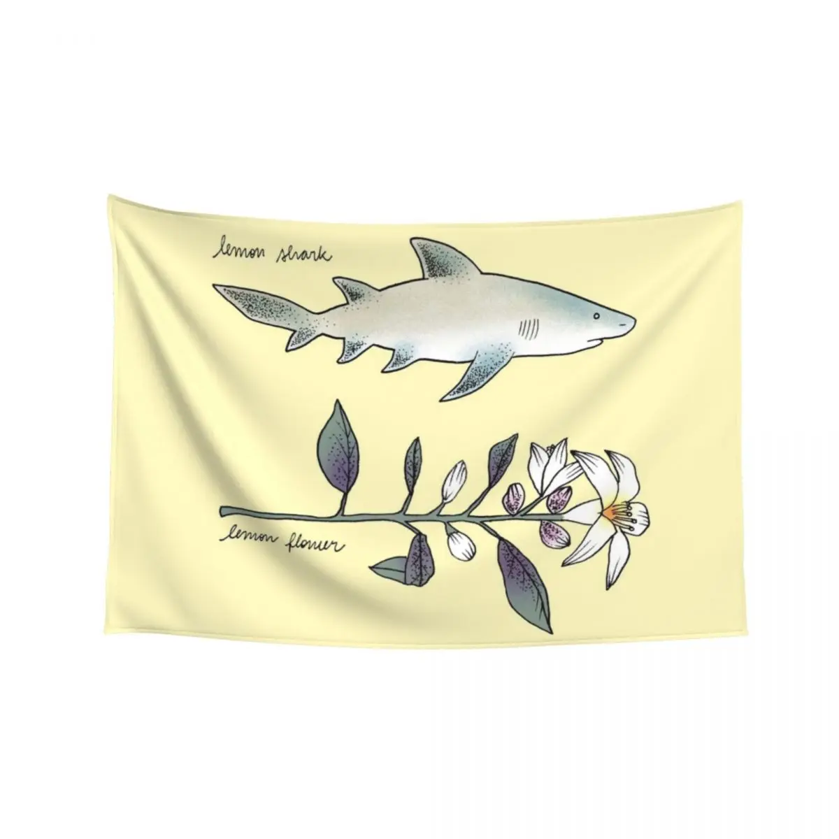 

Lemon shark Ink with Flower Tapestry Room Decorations Aesthetic Aesthetic Room Decor Korean Wall Mural Tapestry