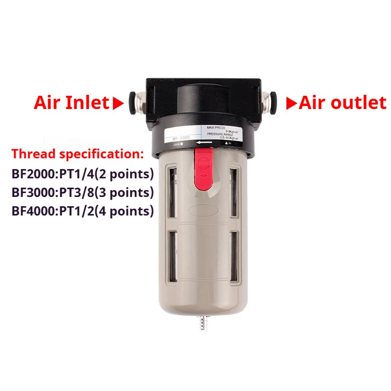 BF4000 BF3000 BF2000 1/4" 3/8" 1/2'' Air Source Treatment Pneumatic Compressor Filter Oil Separator