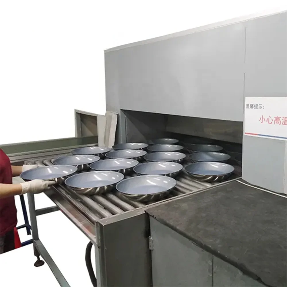 OEM Robotic Coating Line Electric Cooker Inner Pot 6-Axis Robots Precision Spray Automatic Cleaning Color Change MES