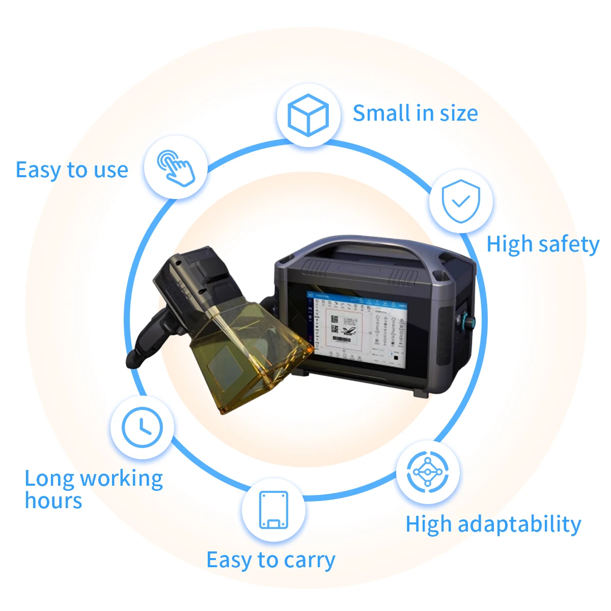 

Manufacturer Direct Mini Hand Held Laser Date And Bar Code Printer Easy To Carry Portable Marking Machine 20w/25w/50w