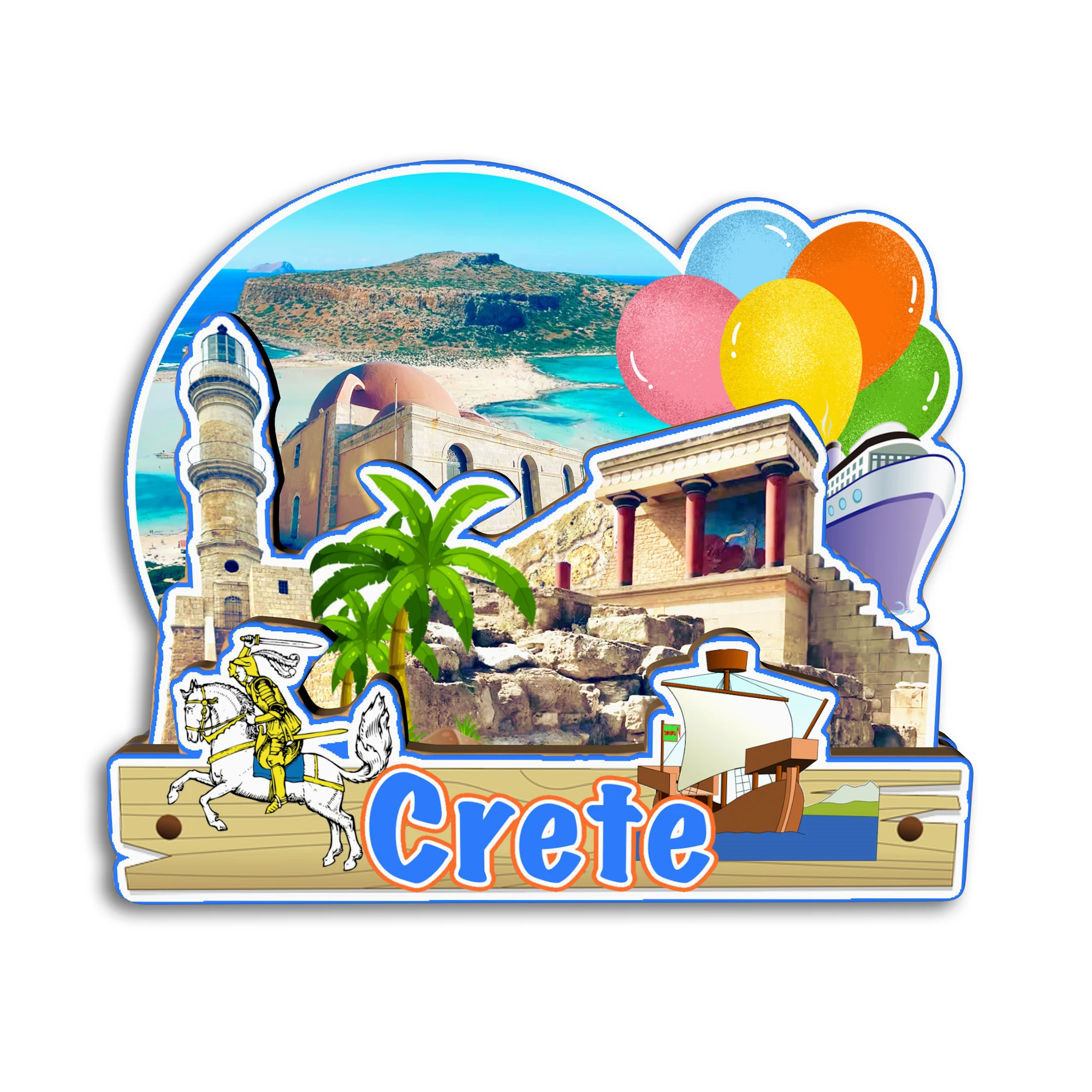 كريت كوس اليونان مغناطيس الثلاجة ثلاثية الأبعاد هدايا تذكارية للسفر هدايا حرفية خشبية #4