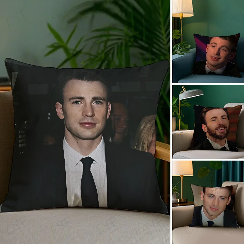 c-Chris e-Evans Pillow Case Anti-dustmite Pillow Invisible zipper silky short plush Sofa cushion cover