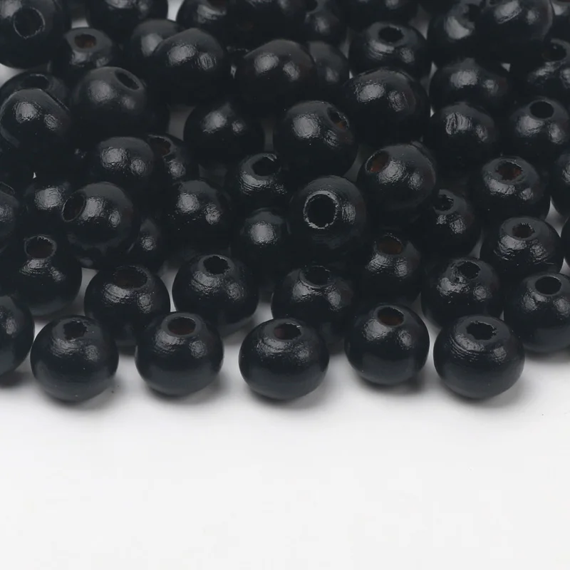 50/100/200pcs 6/8/10mm Natural Wood Beads Black Wooden Loose Spacer Beads For Diy Bracelet Necklace Jewelry Making Accessories