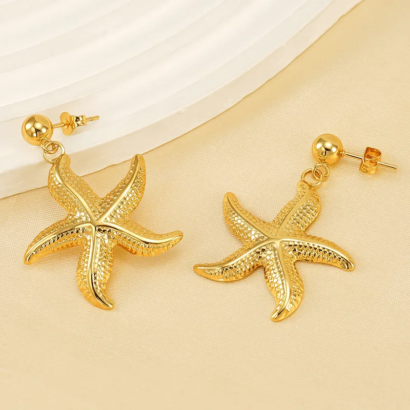 10PCS Hot Selling Beach Style Starfish Stainless Steel Retro Marine Earrings for Women Stud Earrings Jewelry Gifts Wholesale