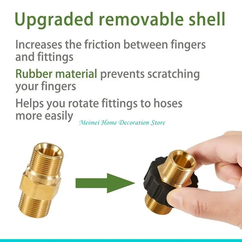 H7BF Durable High Pressure Washer Hose Thread M22 14mm Male to M22 14mm Male 2 Pieces/Set Pressure Washer Adapter