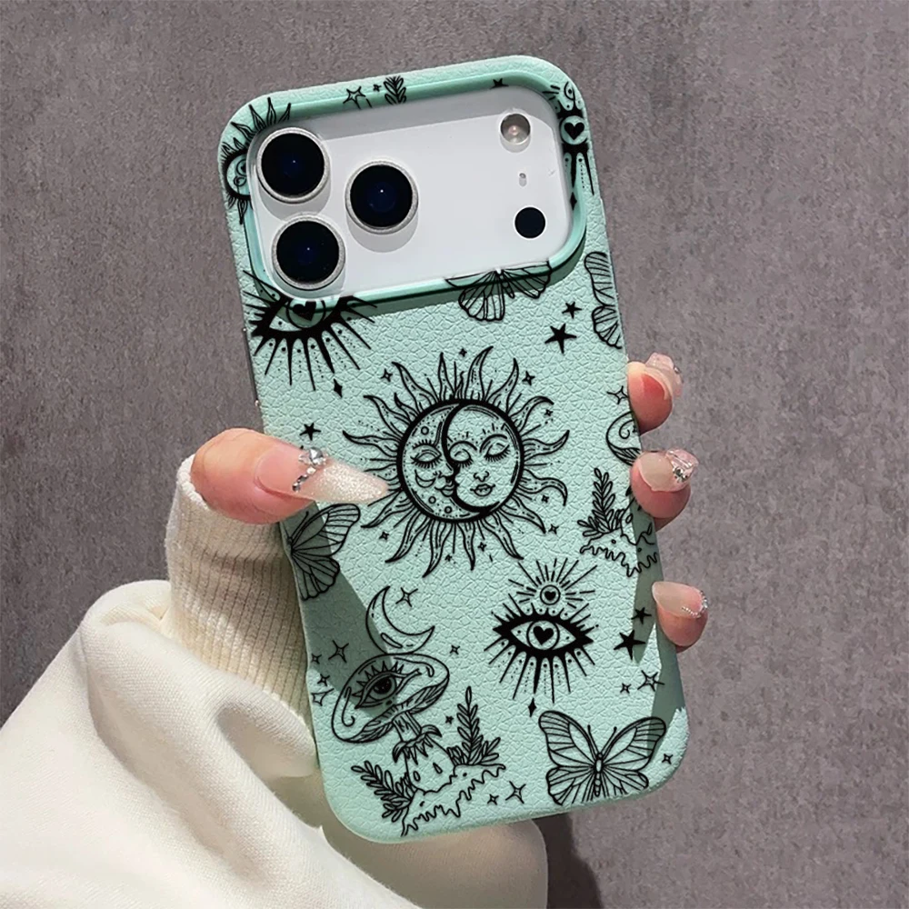 Fashion Mystical Sun Phone Case For iphone 11 12 13 14 15 16 17 18 Pro Max Soft TPU Bumper Anti-Scratch Matte