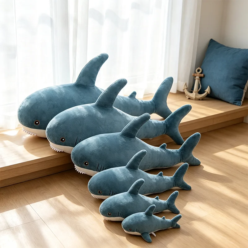 45/60CM Hot Sell Big Cartoon Soft Simulated Cute Shark Plush Toy Stuffed Lovely Animal Plushie Hug Pillow Baby Kid Birthday Gift