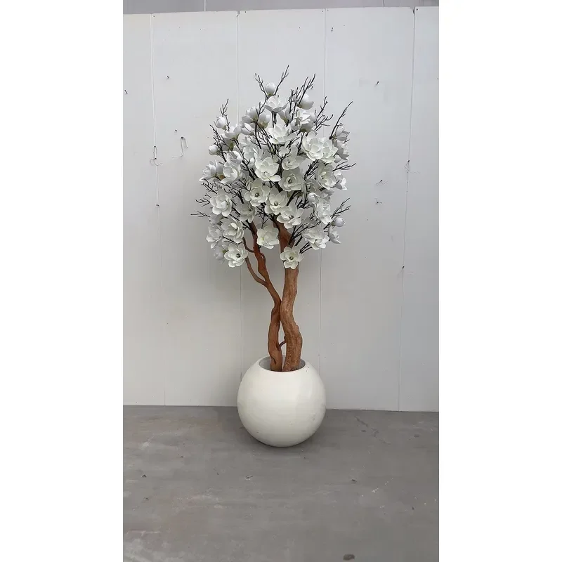 Hot Sale Customizable Pink White Artificial Cherry Blossom Bonsai Tree for Home Indoor Decor