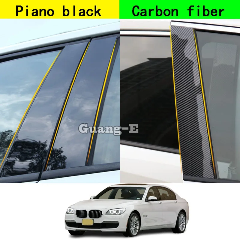 Car PC Material Pillar Post Cover Door Trim Window Molding Sticker Plate Accessories Decor For BMW 7 Series F01 F02 2009-2014
