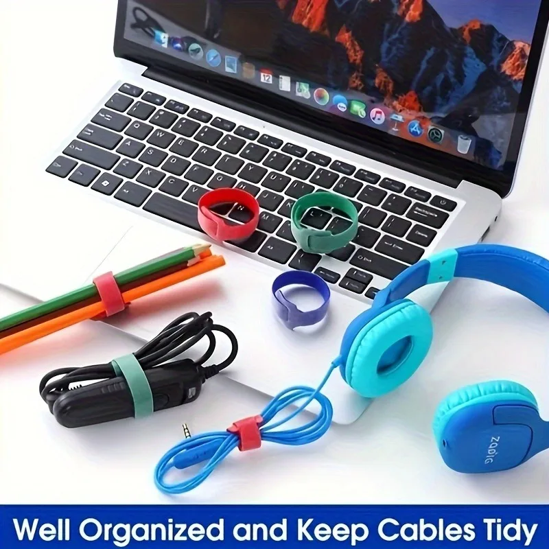 

Multiple Use Reusable Straps 50 Pcs, for Wires, Cables, Tools, Headphones, Strong Adhesion Nylon, Easy to Cut to Size