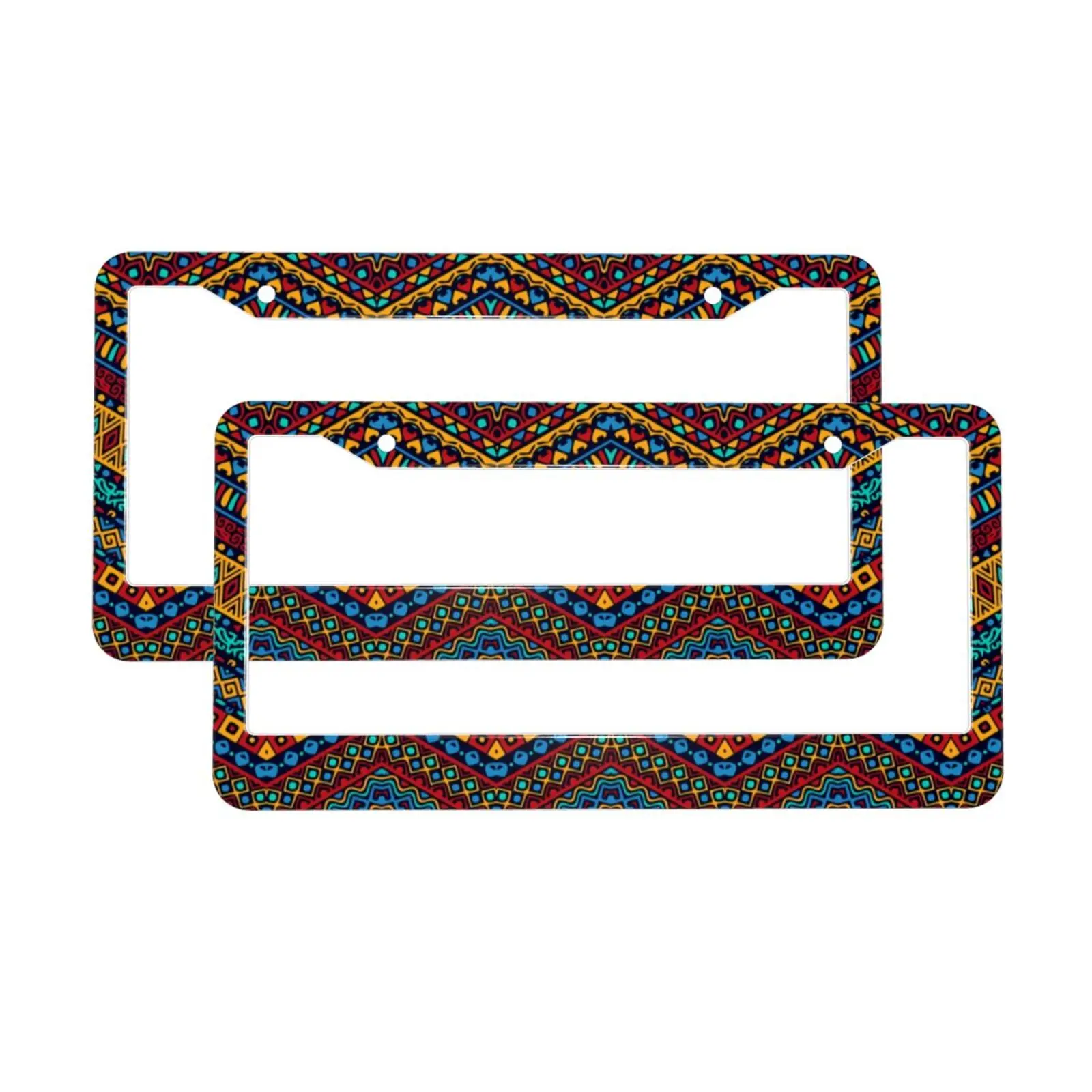 Boho African Ethnic Tribal Stripe Pattern License Plate Frames Car Tags Aluminum Metal License Plate Covers License