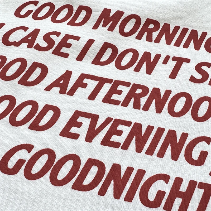 Koszulka z długim rękawem z białego betonu z wzorem High Street, męska i damska, oversize, bawełna premium.