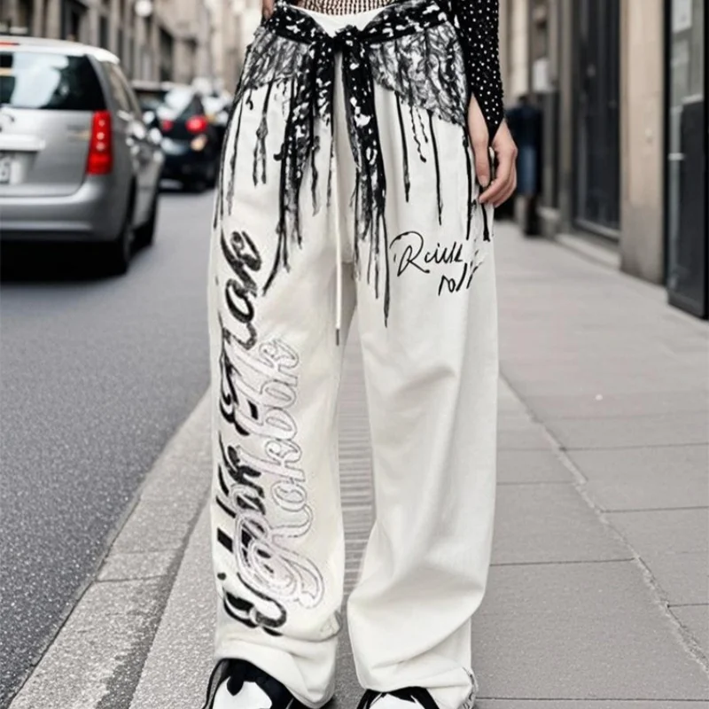 Women Casual Jazz Dance Pants American Personality Trend Trousers Comfortable Loose Fit High Waist Wide Leg Pants Sweatpants