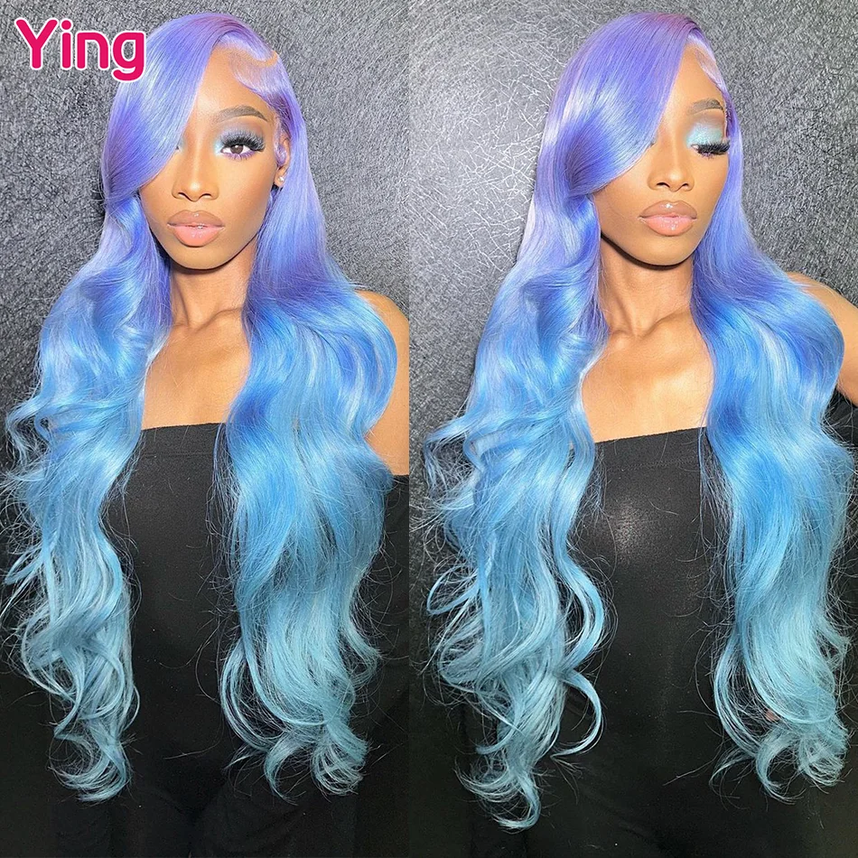 

Ying Hair Purple Bleu 13x6 Body Wave Human Hair #613 Blonde Lace Frontal Wig 180% Brazilian Remy 13X4 Transparent Lace Front Wig