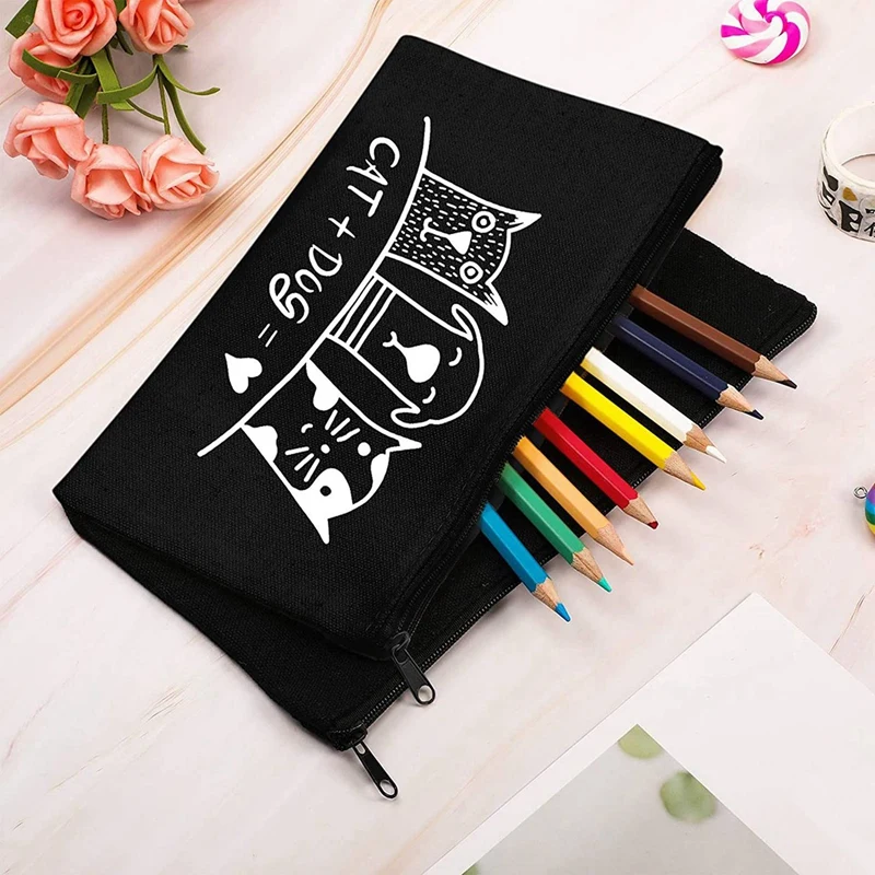 80 Pcs Canvas Pencil Pouch Zipper Makeup Bags Blank Craft DIY Bags Multipurpose Toiletry Stationary Storage Bags(Black)