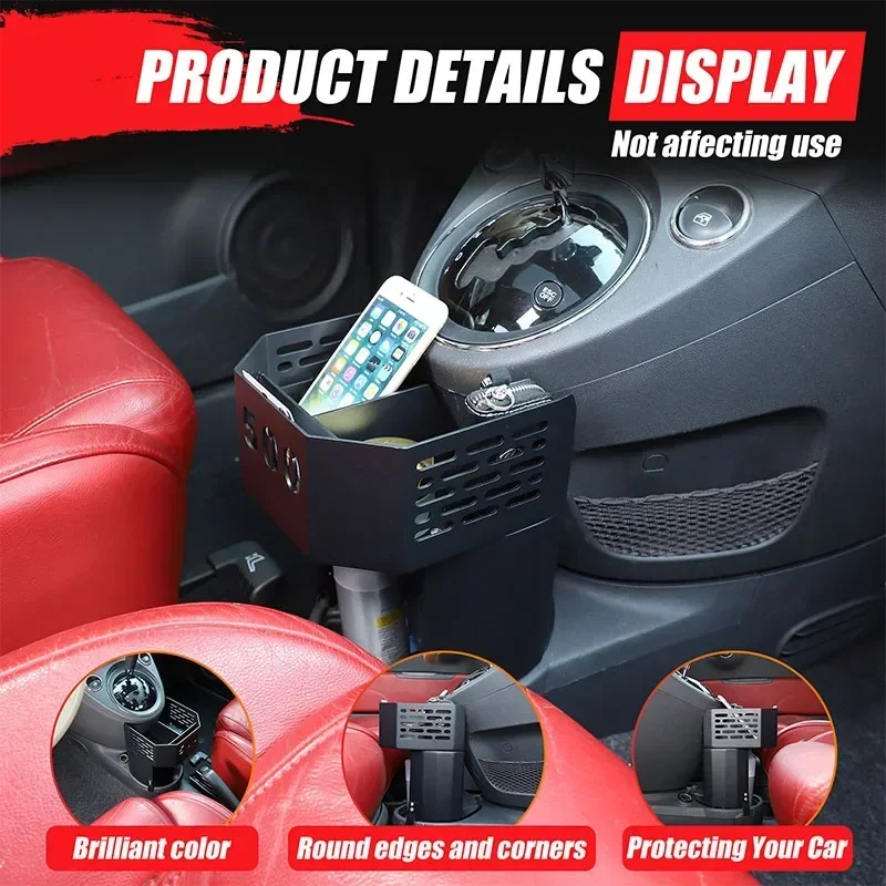 Car Central Control Additional Heightened Expansion Cup Holder For Fiat 500 2007-2015 Aluminum Alloy Beverage Bottle Bracket