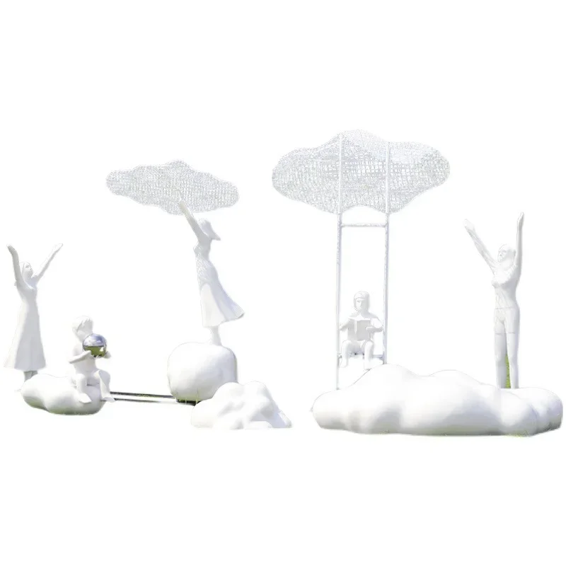 

Outdoor hollow cloud sculpture creative fiberglass abstract figure ornament lawn public garden landscape simulation cloud