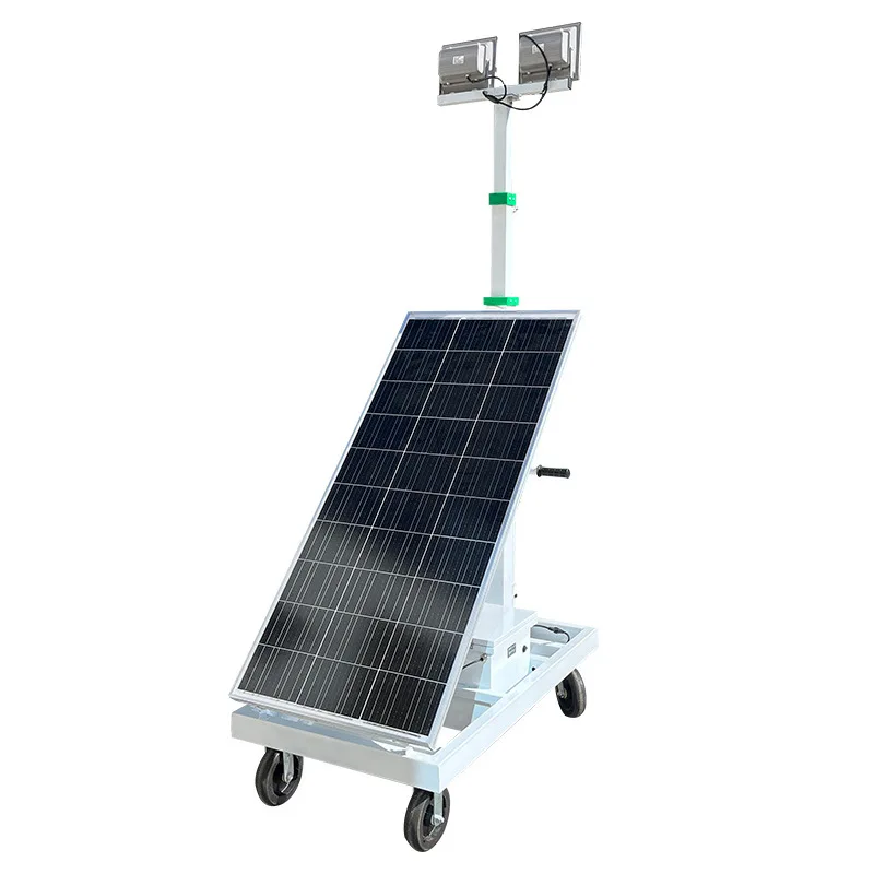 Cart type solar mobile lighting tower retractable 3/4/5 meters