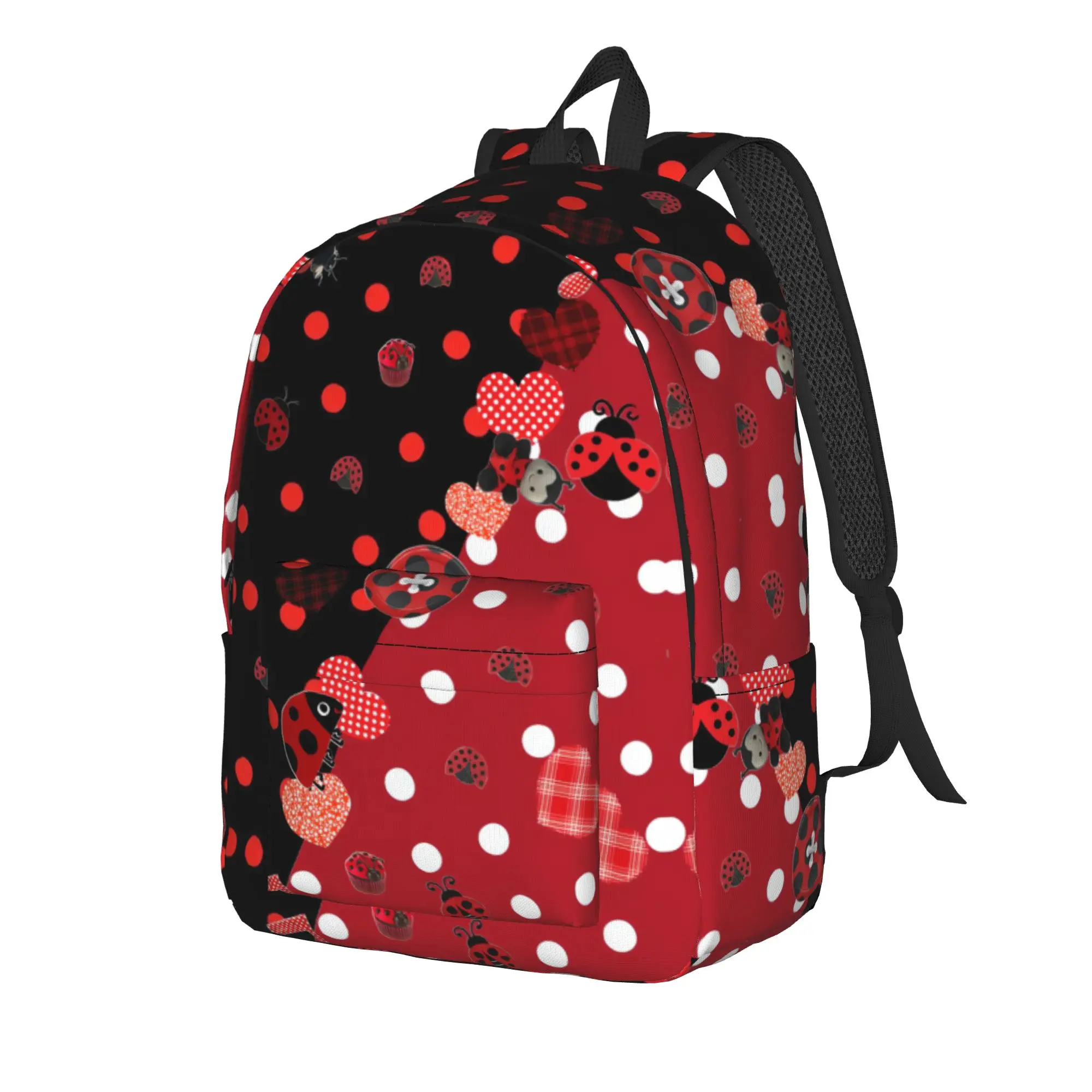 Ladybugs And Flowers Backpack Girl  Large Backpacks Polyester Fashion School Bags Outdoor Custom Rucksack