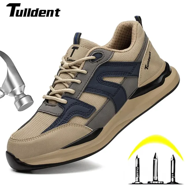 Obuwie ochronne męskie ze stalowym podnoskiem odporne na uderzenia męskie buty robocze trampki lekkie, odporne na przebicie niezniszczalne buty Dropshipping
