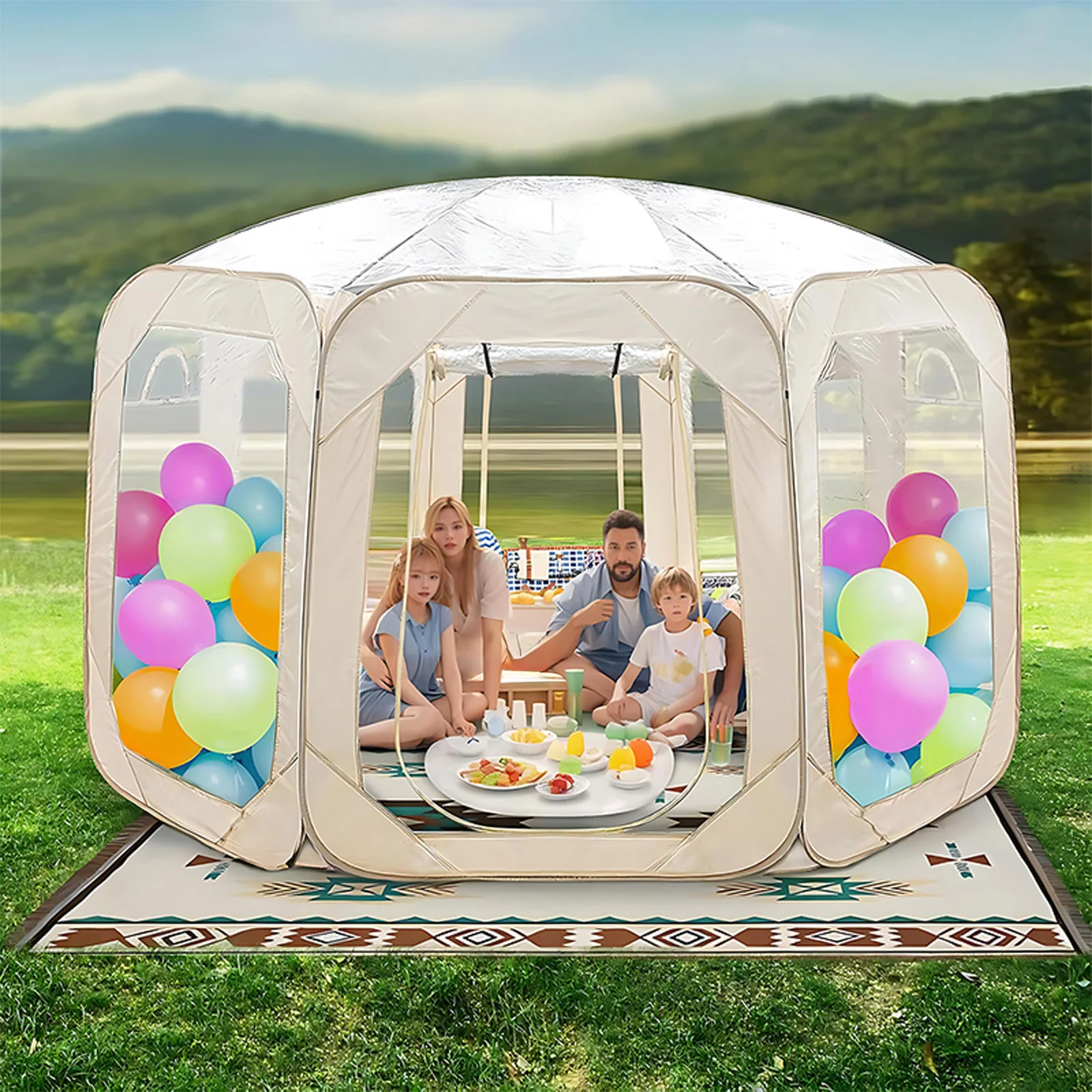 Outdoor Pop-Up Tent Screen Pavilion Windproof Cold Resistant UV Protection PVC Material Ideal for Camping And Gardens