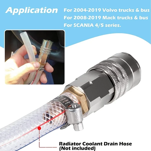 Imagen 2 del producto Cabezal de manguera de drenaje de refrigerante del radiador # 9996049   Compatible con camiones y autobuses Volvo & Mack, para Scania serie 4/5, accesorios para automóviles