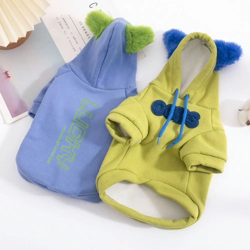 Fashion Letter Print Dog Hooded Sweatshirt Warm Soft Pet Hoodie Cotton/Polyester Comfortable Puppy Jumpsuit for Dogs Cats