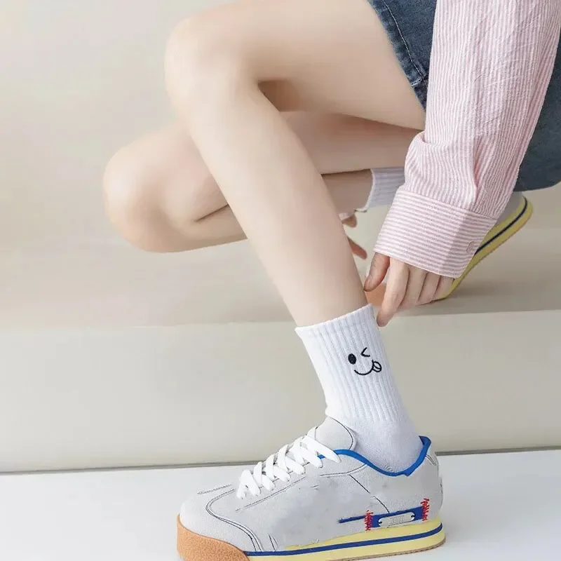 5 Pairs Cute Casual Socks For Womens Soft Versatile Fashionable Girl Socks Tide Medium Length Stockings Kawaii Mini Crew Socks image 6