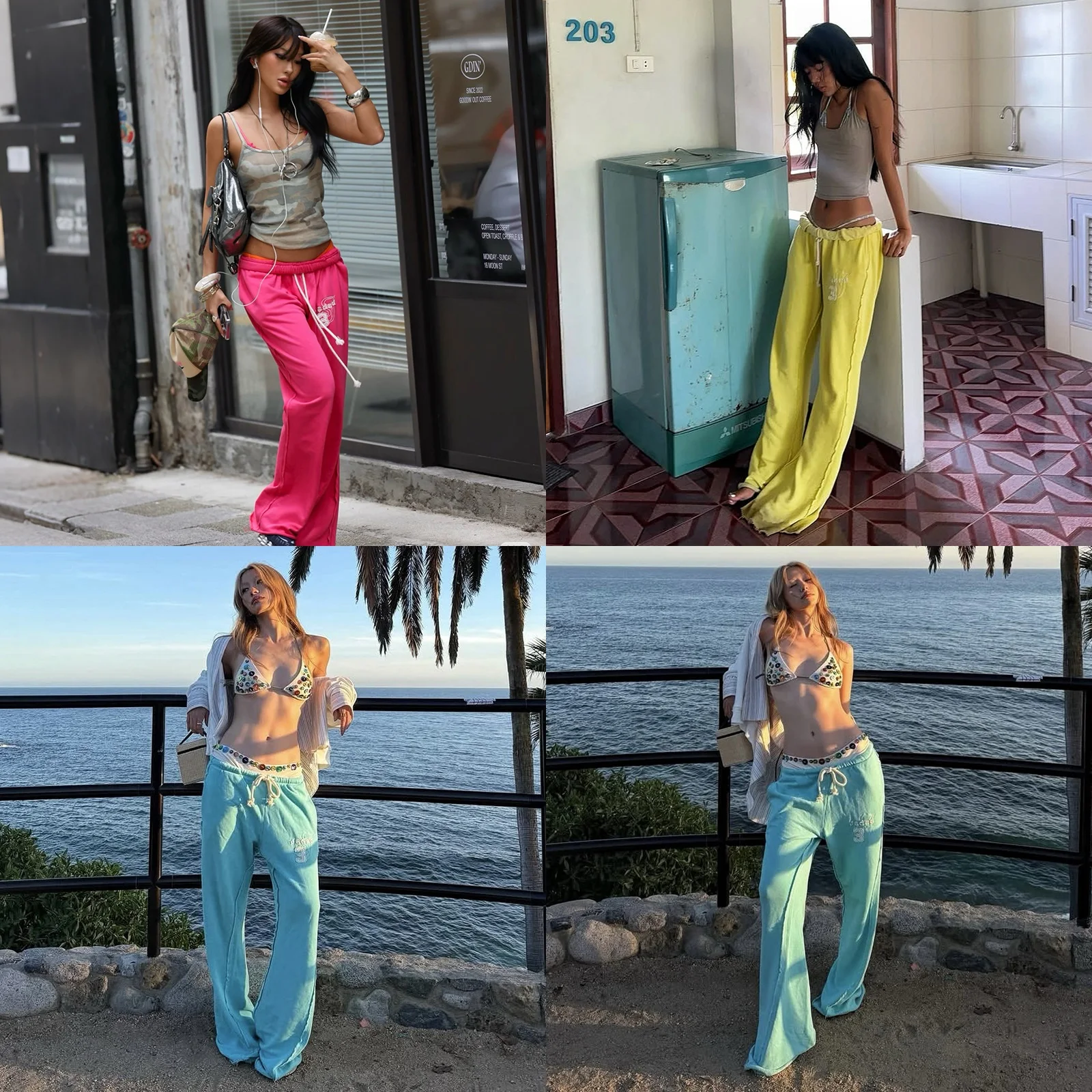 Summer High Waist Cargo Pants Women Loose Drawstring Joggers Hiphop Sweatpants Casual Trousers Spring Summer Baggy Pants