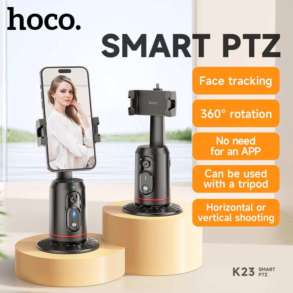 

HOCO K23 Smart PTZ Outdoor Live Broadcast Photography Stand Anti-shake Holder Tripods 360 Rotation Selfie Stick Bracket