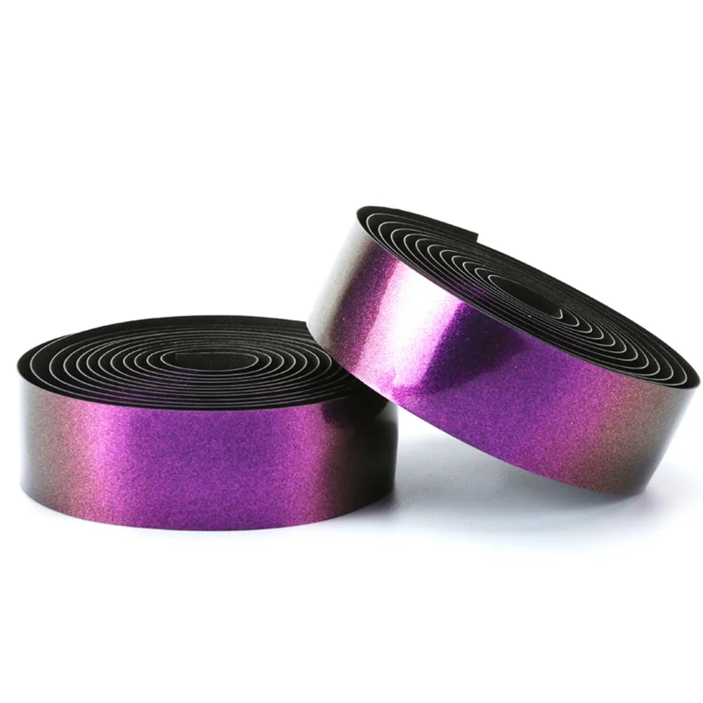 Reflective Road Bike Handlebar Wrap Tape Pair Lightweight Composite PU Gradually Changing Colors Reduce Bumpy Feeling