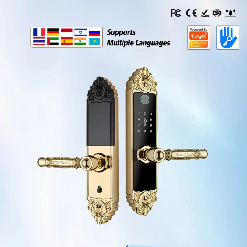 Smart Lock Gold Bedroom Door Tuya Fingerprint Door Lock Internet Homestay Anti-theft Electronic Password