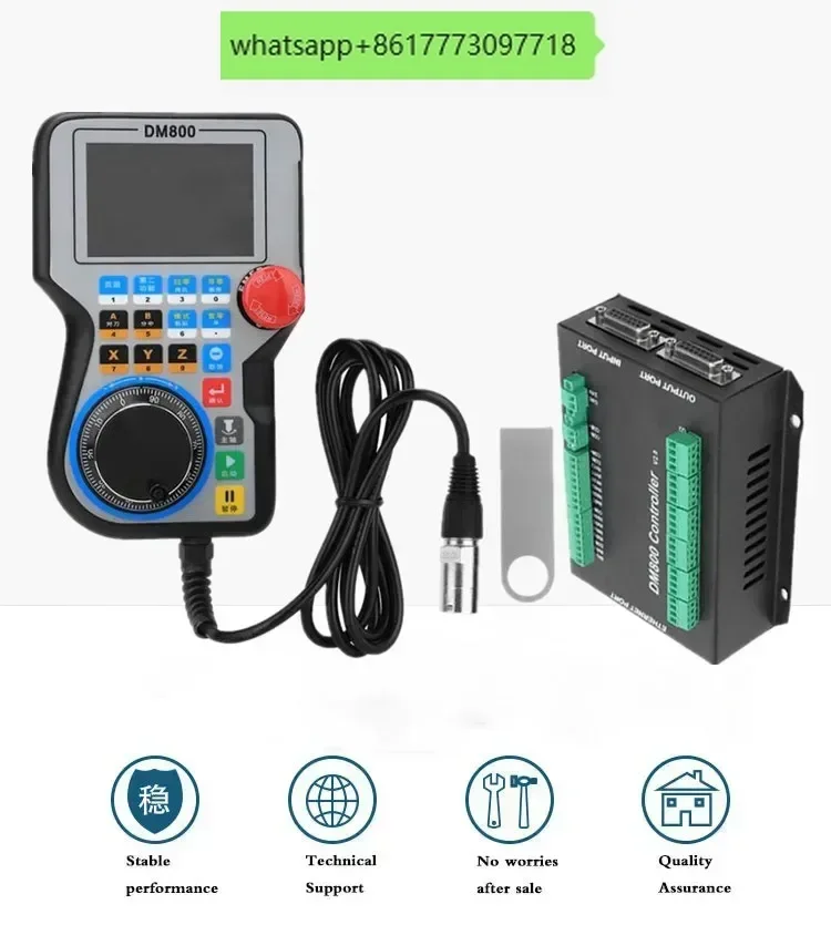 Controlador CNC para sistema de control de movimiento DM800 de 3/4/5 ejes con pantalla de 3.8 pulgadas y botón de parada de emergencia, compatible con código G
