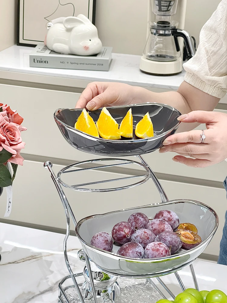 High aesthetic fruit plates, ceramic fruit display plates in the living room, light luxury  and multi-layered