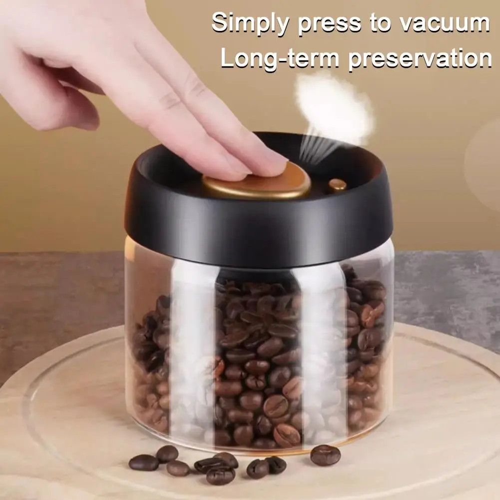 500/1200/1800ML Vacuum Sealed Jar Moisture-proof Coffee Beans Glass Storage Jar Kitchen Airtight Glass Jar Coffee Container