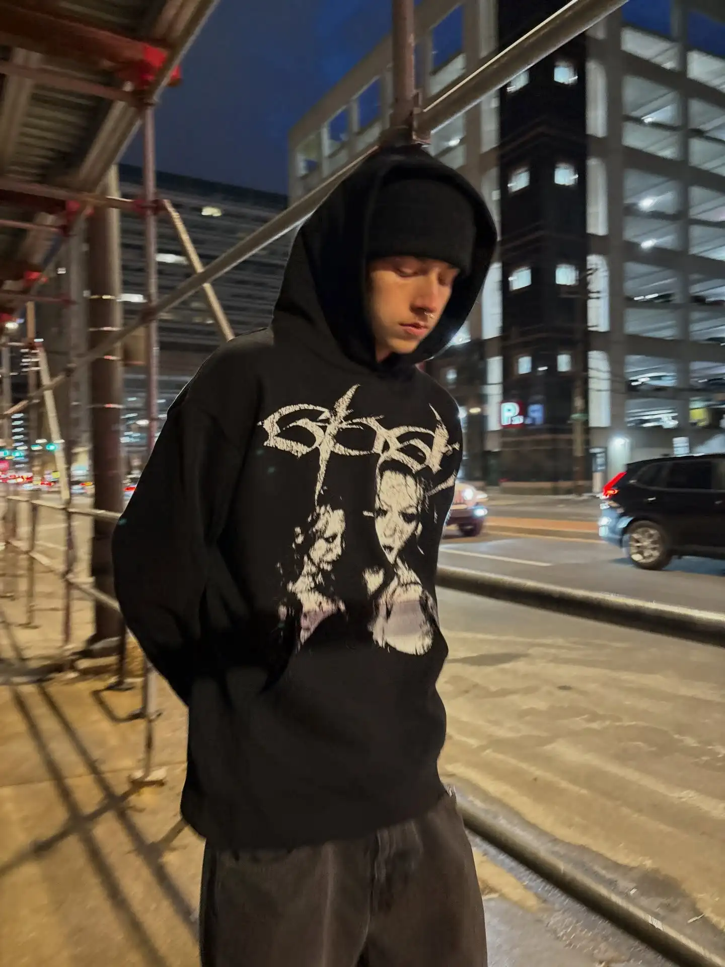 American street minimalist style 3D printed pattern unisex pullover hoodie